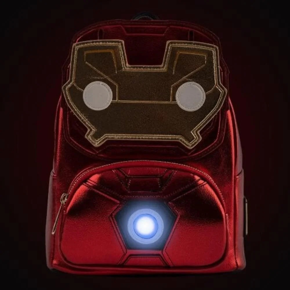 Marvel Iron Man Mini Backpack Loungefly Light-Up Arc Reactor Red Gold